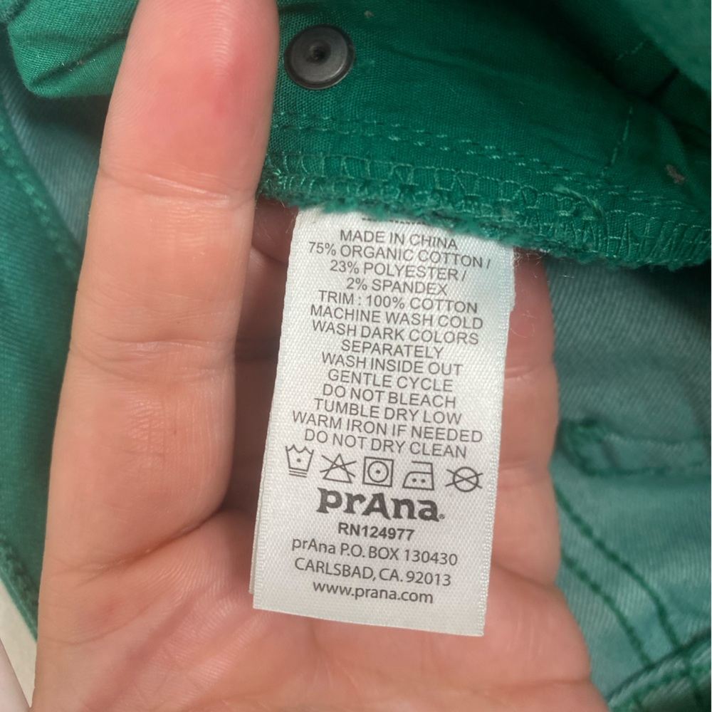 Prana Green Ombré Jeans w/ Ankle Zipper, Size 8 - Picture 4 of 5